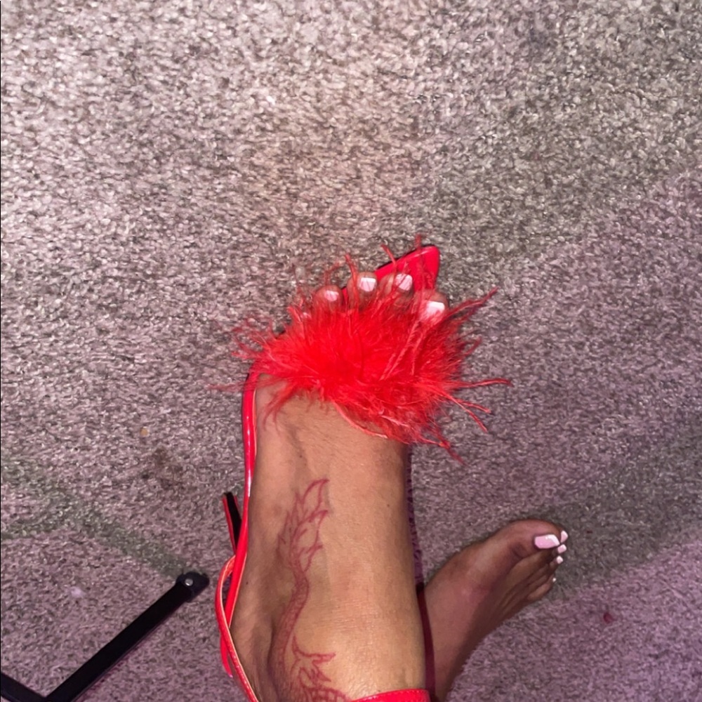 EGO RED FUR HEELS